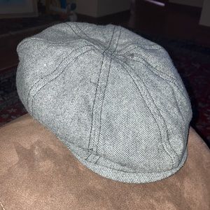 Goodin Brothers Vintage wool hat with ear flaps in gray fine herringbone